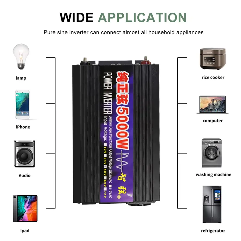 SMARAAD 5000W 12V 24V 48V DC t - огляд і ціна Pure Sine Wave Inverter 5000W 48V 220V